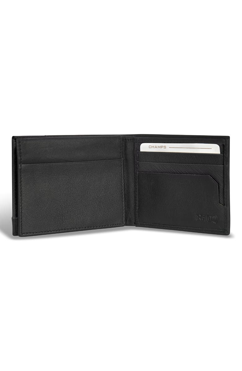 CHAMPS Iconic ID Flap Leather Bifold Wallet, Alternate, color, Black/ Black