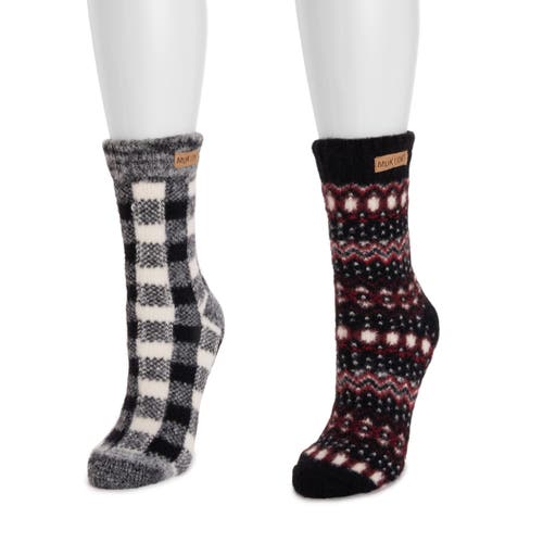 Muk Luks Sweater Socks 2 Pair Pack In Multi
