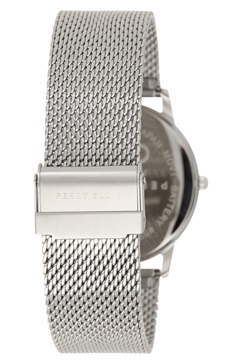 3-Hand Quartz Diamond Solitaire Mesh Strap Watch, 41mm, Alternate, color, SILVER