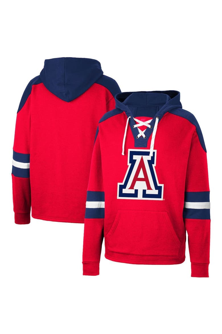 Men's Colosseum Red Arizona Wildcats Lace-Up 4.0 Pullover Hoodie, Main, color, Red