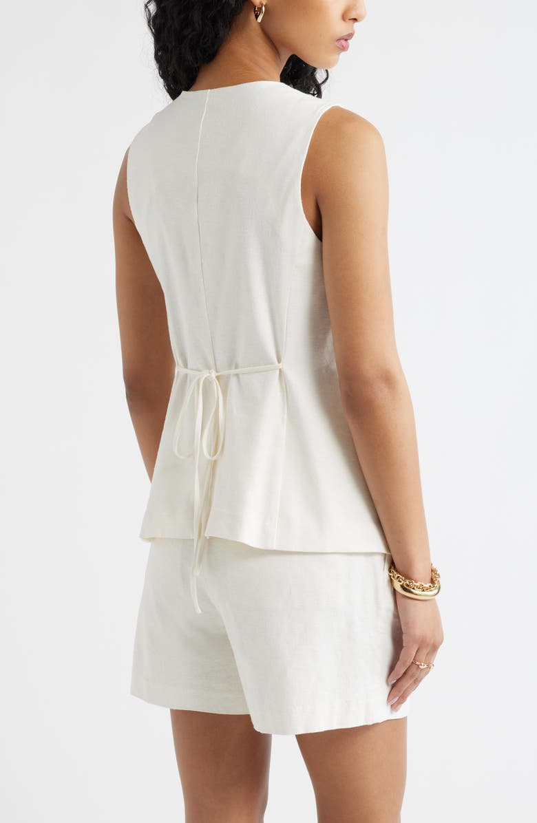 Open Edit Linen Blend Vest, Alternate, color, White