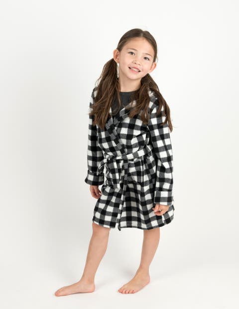 Fleece Print Hooded Robe