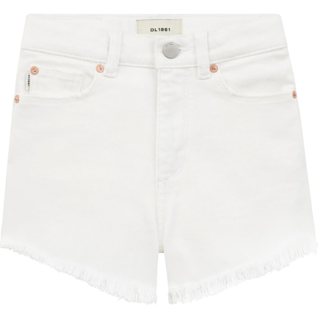 Dl1961 Girl's Lucy Raw Edge Hem Shorts In White Frayed