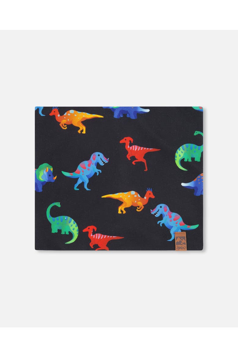 Stretch Jersey Dinosaur Print Neck Tube, Main, color, Black Dinosaur Print