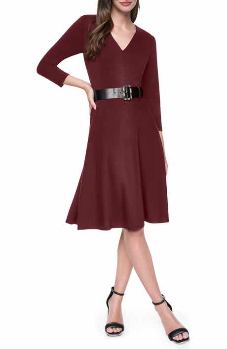 Belted Fit & Flare Midi Dress
