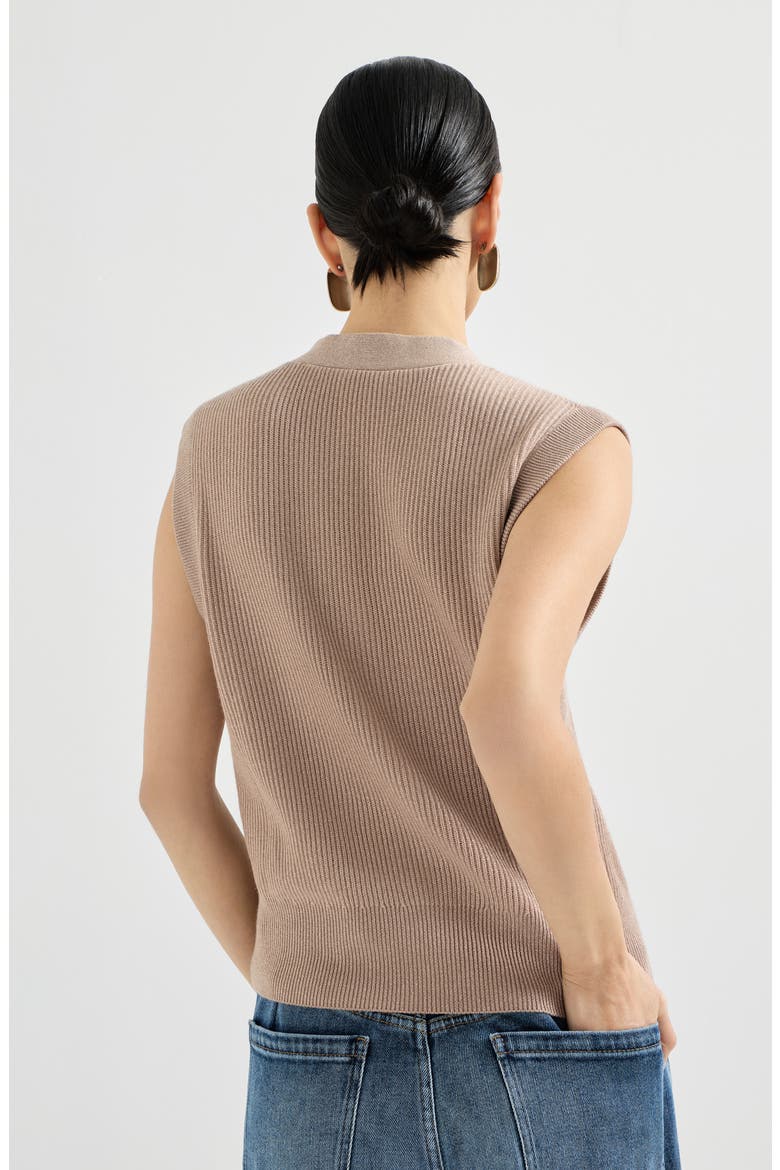 Cashmere knit vest, Alternate, color, Light Brown