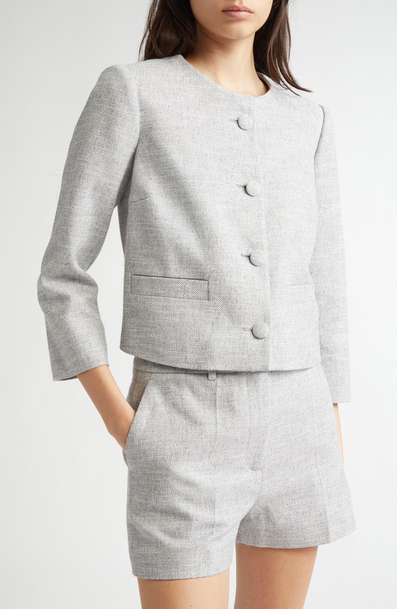 Eleventy Cotton Blend Crop Jacket, Alternate, color, Light Melange Grey