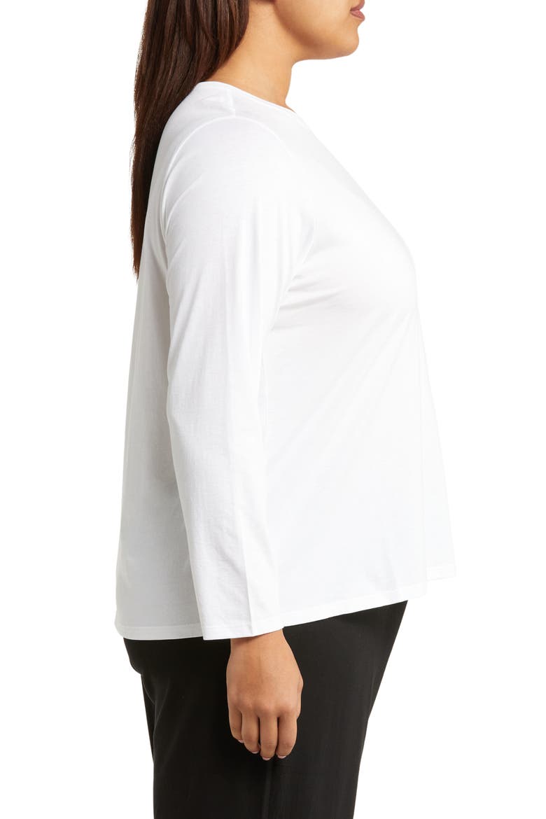 Round Neck Organic Cotton Long Sleeve Top, Alternate, color, WHITE