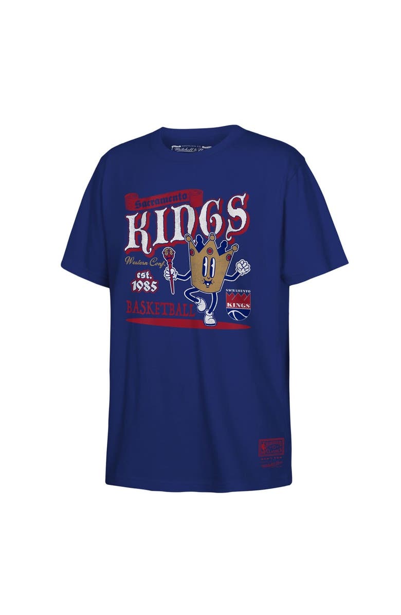 Mitchell & Ness Youth Mitchell & Ness Royal Sacramento Kings Retro Mascot Script T-Shirt, Alternate, color, Royal