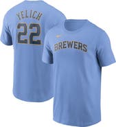 Nike Men's Nike Christian Yelich Light Blue Milwaukee Brewers Name & Number T-Shirt