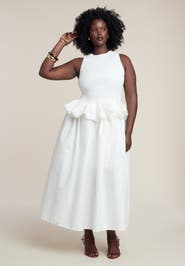 ELOQUII Trim Detail Peplum Midi Dress