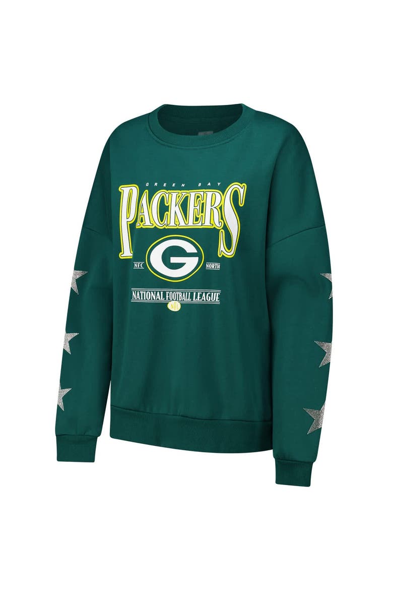 Women's Gameday Couture Green Green Bay Packers Rhinestone Star Sleeve Settle the Score Tri-Blend Pullover Sweatshirt, Alternate, color, Green