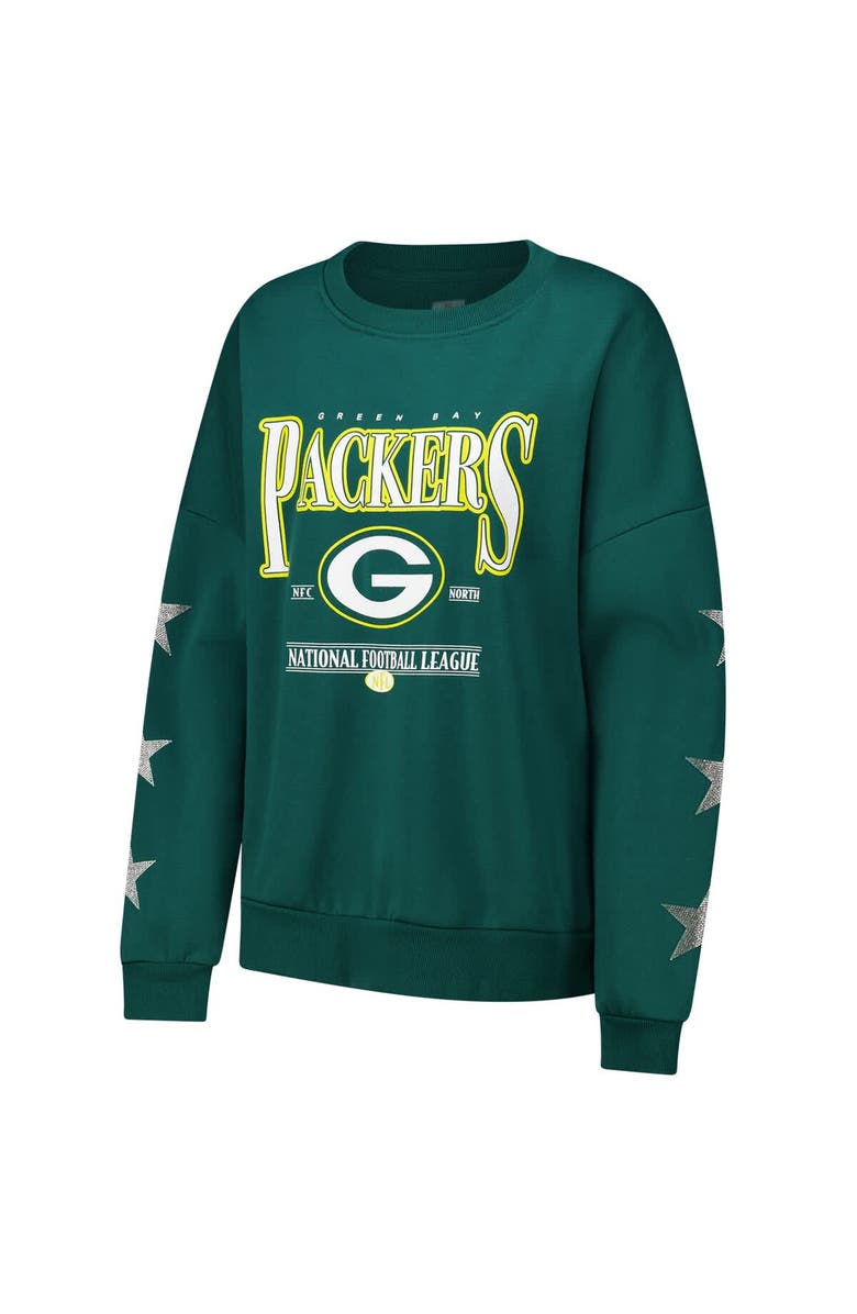 GAMEDAY COUTURE Women's Gameday Couture Green Green Bay Packers Rhinestone Star Sleeve Settle the Score Tri-Blend Pullover Sweatshirt, Alternate, color, Green