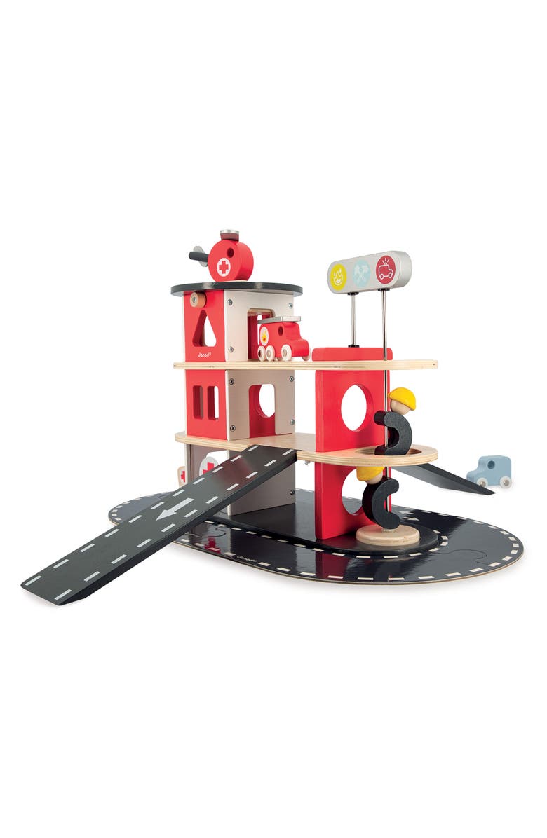 Janod Fire Station Toy Set, Alternate, color, Red