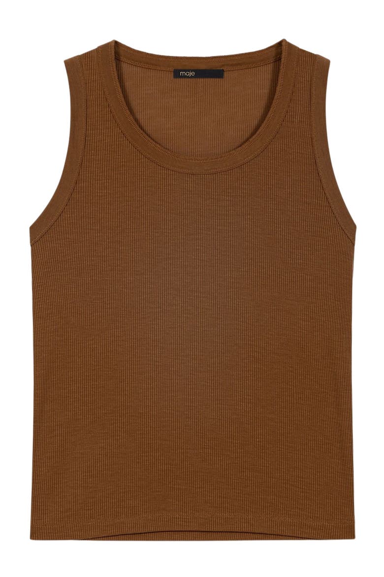 Rib knit vest top, Alternate, color, Brown