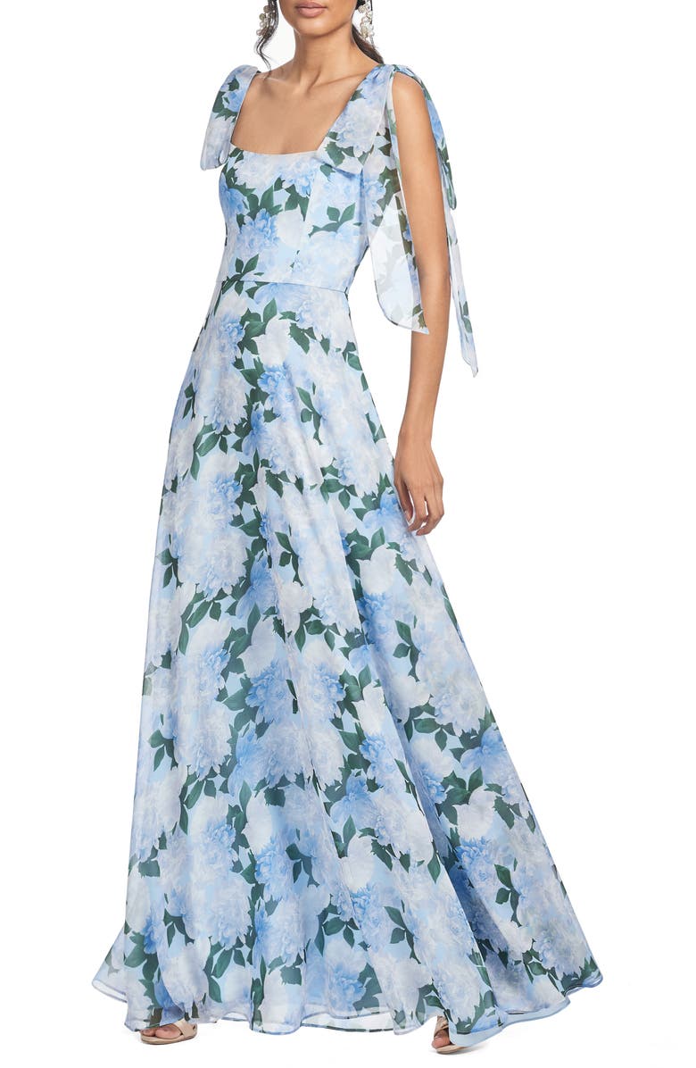 Pearl Floral Chiffon Maxi Cocktail Dress