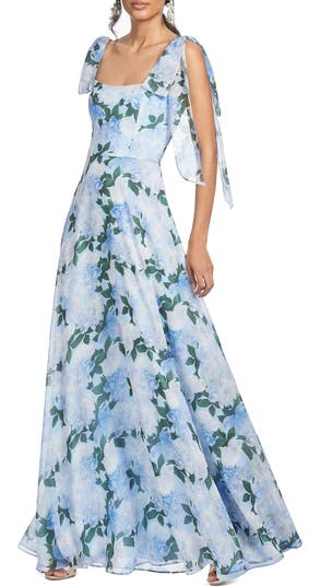 Pearl Floral Chiffon Maxi Cocktail Dress