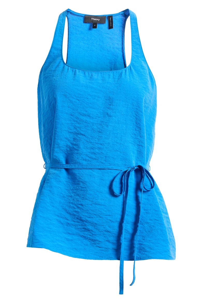 Belted Silk Blend Top, Alternate, color, JEWEL BLUE