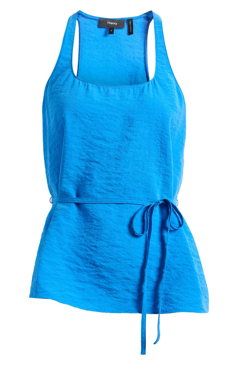 Theory Belted Silk Blend Top, Alternate, color, Jewel Blue
