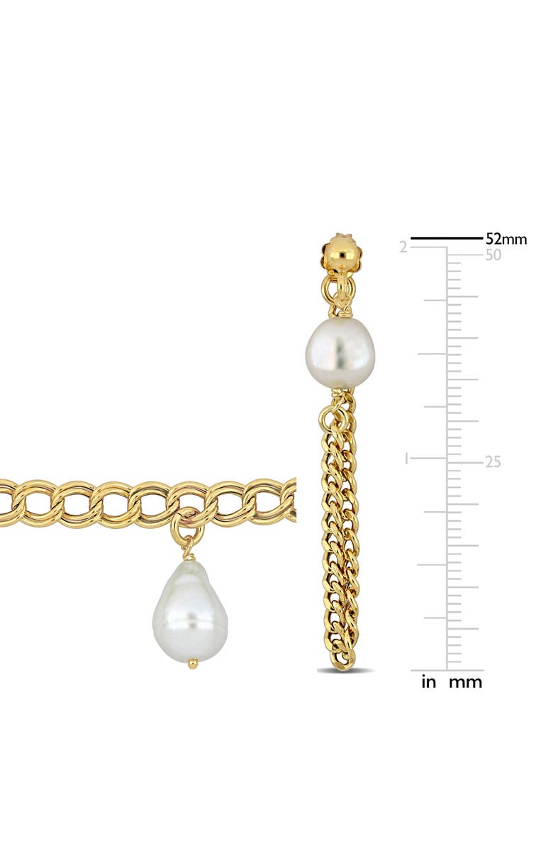 DELMAR Cultured Freshwater Pearl Chain Bracelet & Front/Back Earrings Set, Alternate, color, Gold