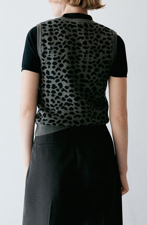 Leopard Print Cotton Knit Top