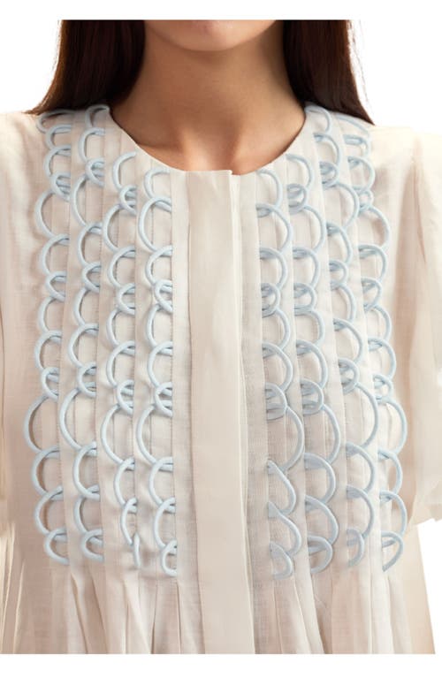 Cynthia Rowley Ramie Midi Pintuck Kaftan In White