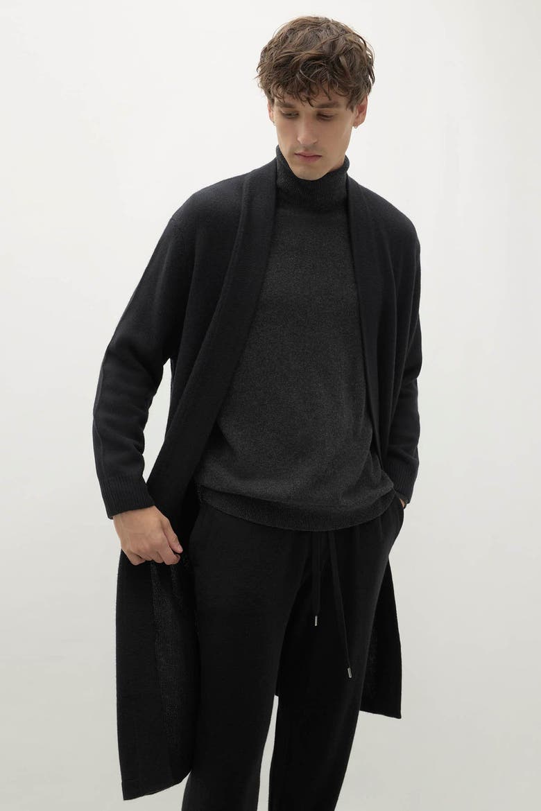 Angus Cashmere Robe, Alternate, color, Black