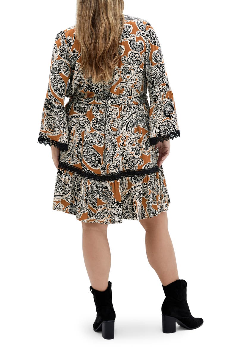 Camille Paisley Long Sleeve Dress, Alternate, color, CARAMEL PAISLEY