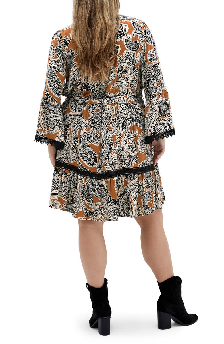City Chic Camille Paisley Long Sleeve Dress, Alternate, color, Caramel Paisley