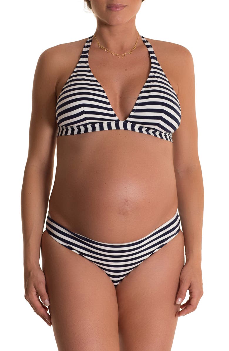 Pez D'Or Isabella Striped Maternity Bikini Top, Alternate, color,