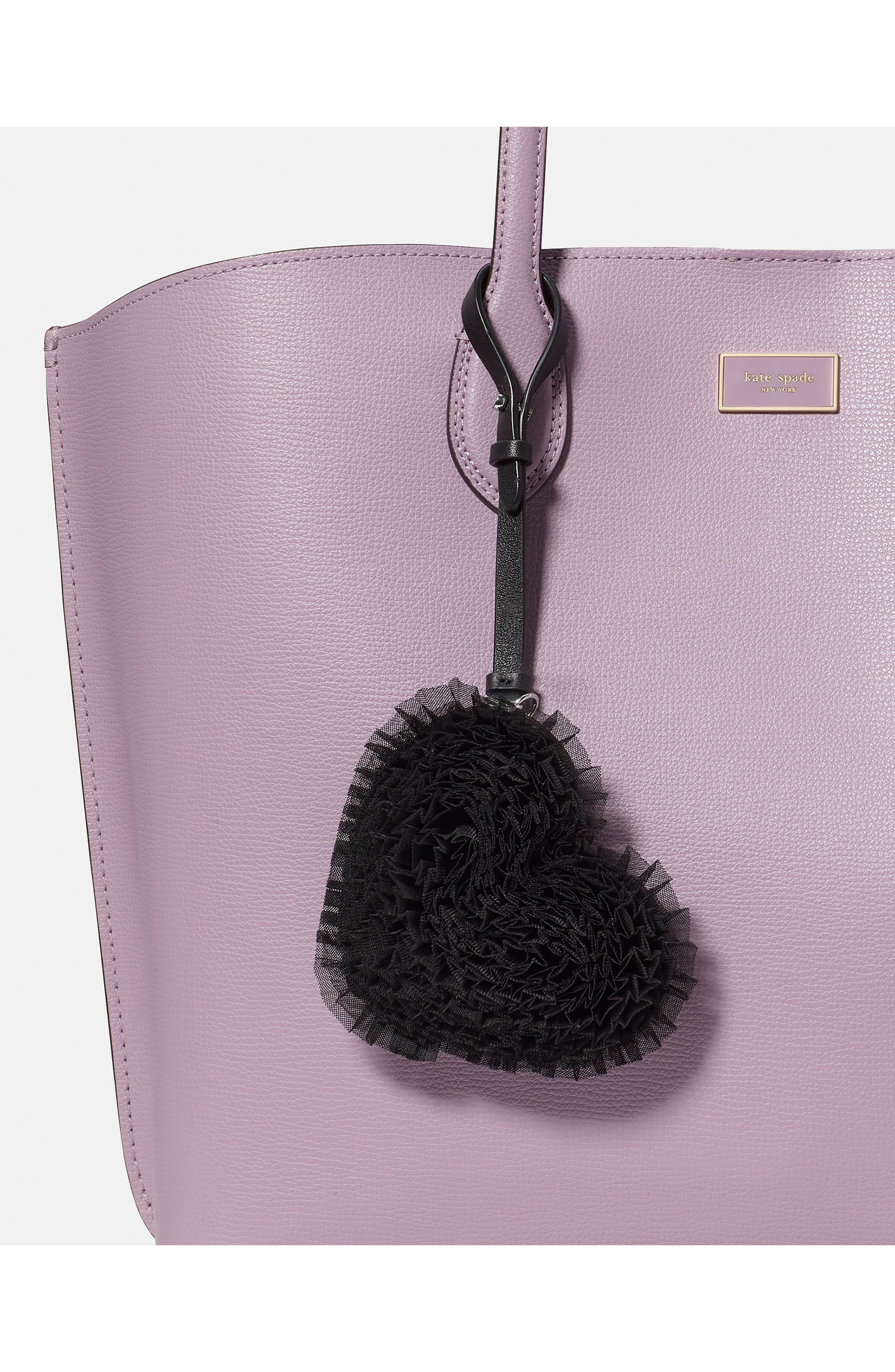 Kate Spade New York charmed heart tulle bag charm, Alternate, color, Black