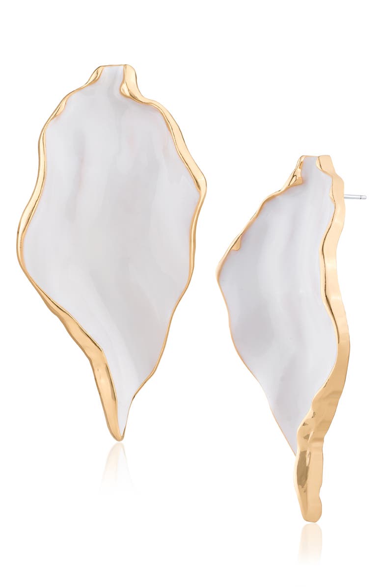 JARDIN Irregular Iridescent Statement Earrings, Main, color, White/ Gold