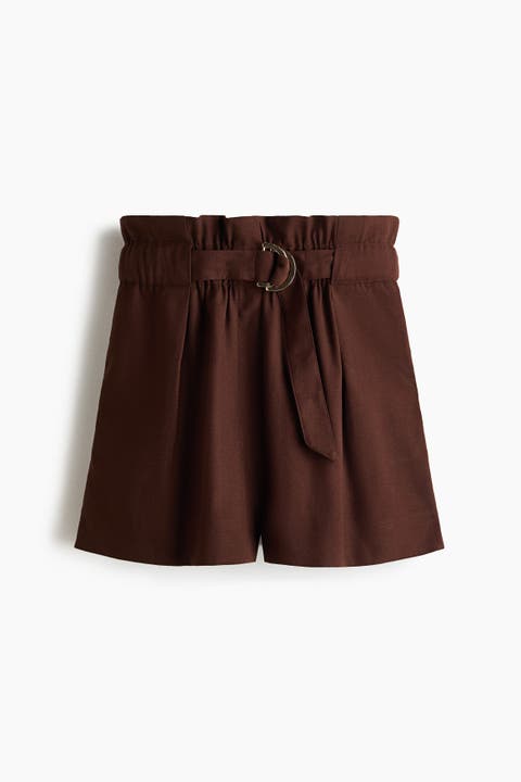 Belted Paper Bag Shorts
