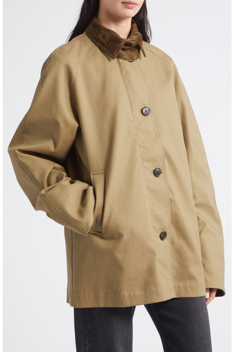Essee Solid Cotton Coat, Alternate, color, BROWN