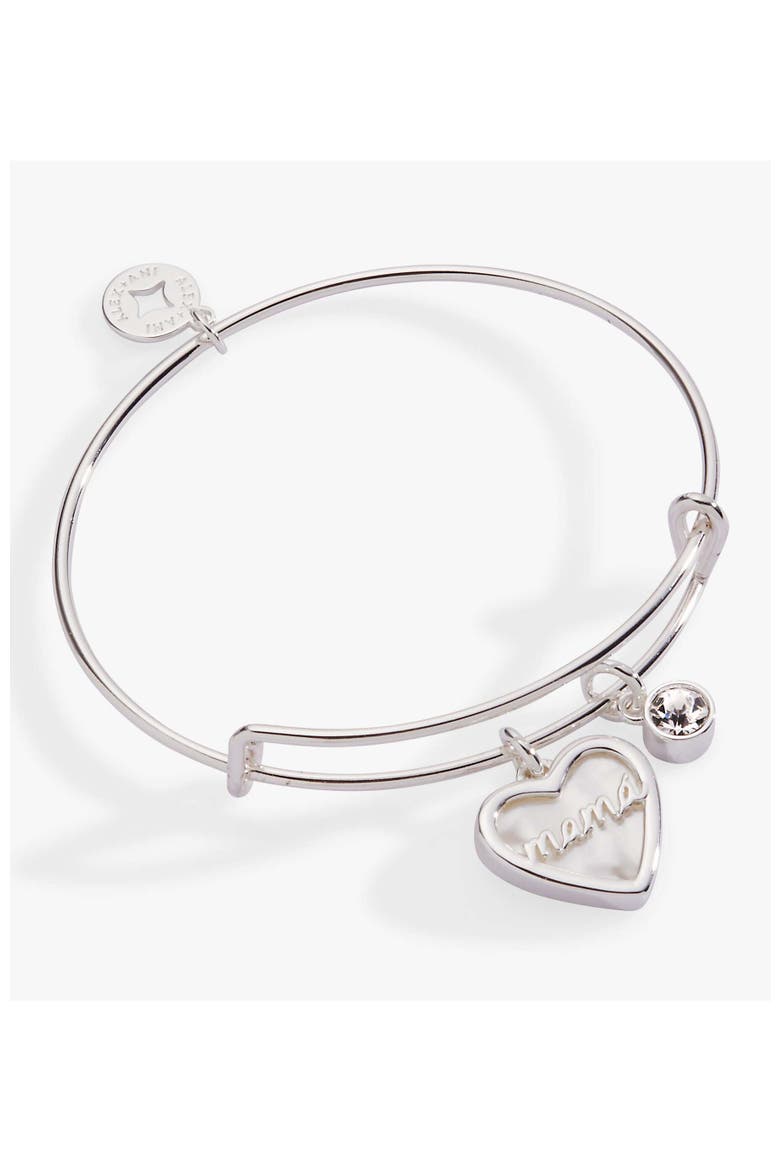 Mamá Mother of Pearl Heart Bangle Bracelet Duo, Main, color, Silver