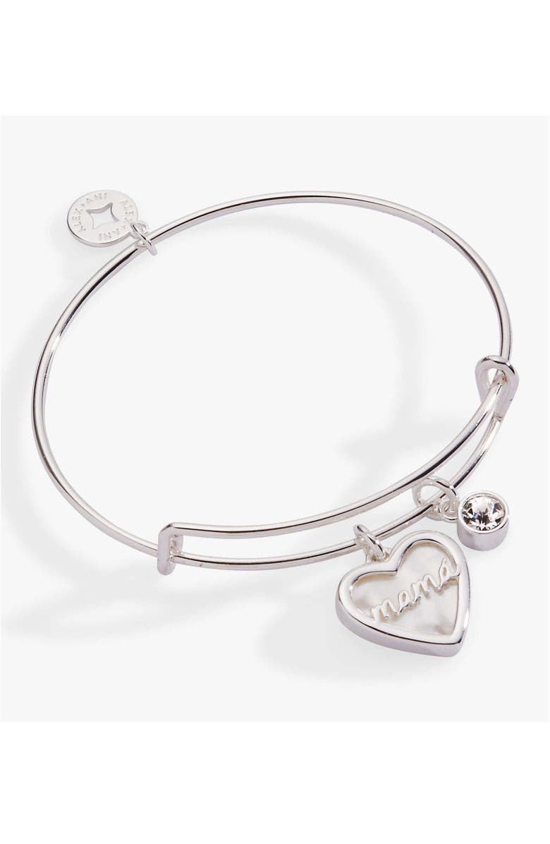 Alex and Ani Mamá Mother of Pearl Heart Bangle Bracelet Duo, Main, color, Silver