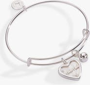 Alex and Ani Mamá Mother of Pearl Heart Bangle Bracelet Duo