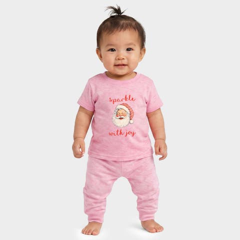 Sparkle With Joy Santa Jogger Pant Crew Set Baby
