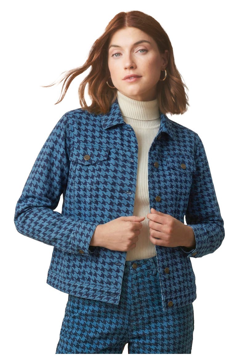 Classic Cotton Denim Jacket, Main, color, DENIM HOUNDSTOOTH