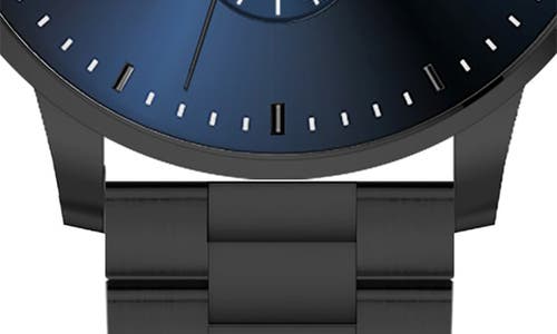 Alfred Sung Dual Time Quartz Bracelet Watch, 42mm In Black Bracelet Blue Dial