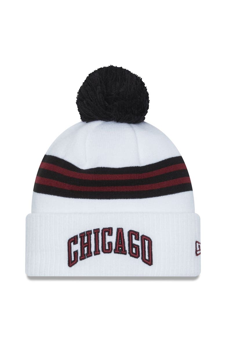 New Era Men's New Era White Chicago Bulls 2022/23 City Edition Official Cuffed Pom Knit Hat, Main, color,