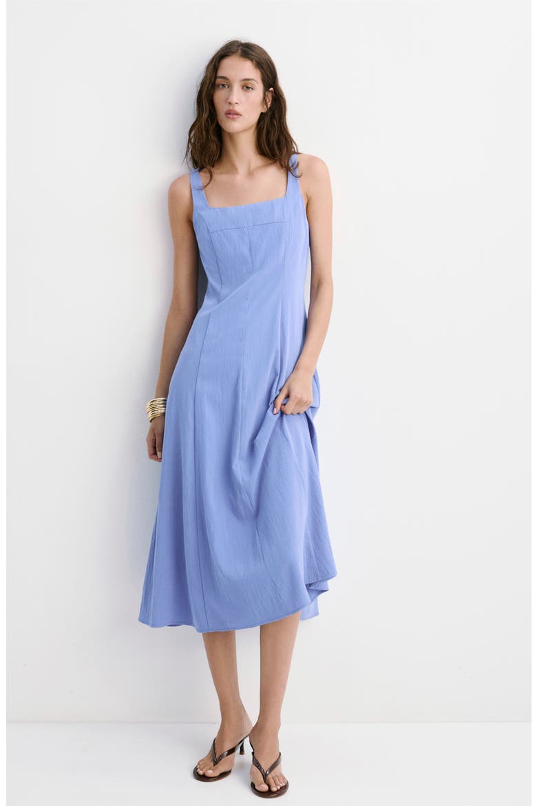 Crinkled A-Line Dress, Alternate, color, BLUE