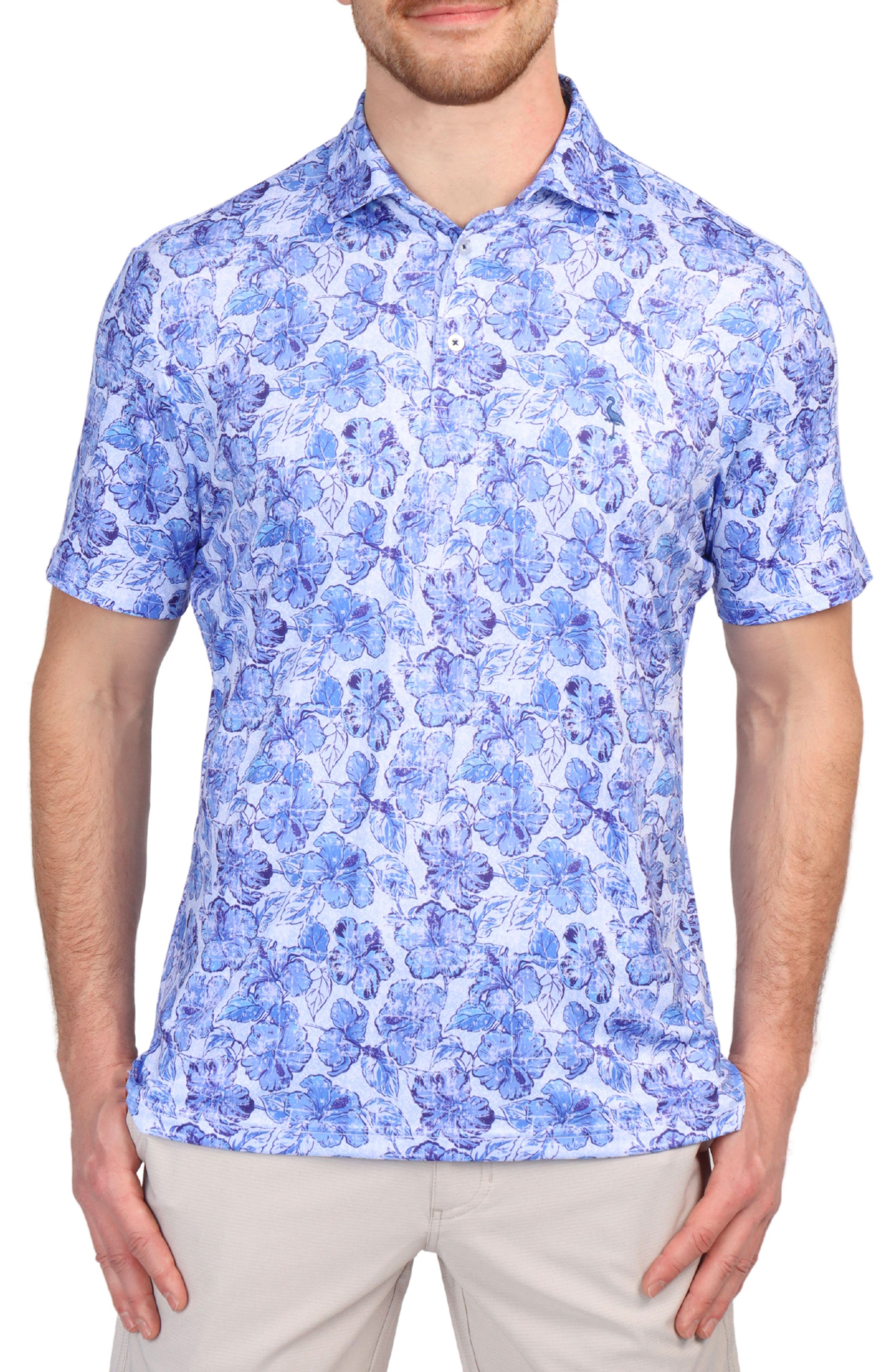 TailorByrd Hibiscus Print Performance Polo