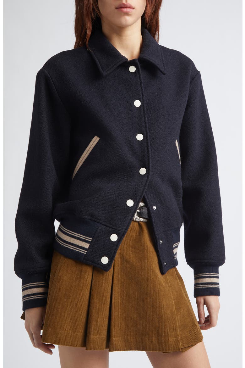 Journey Slim Wool Bomber Jacket, Alternate, color, MIDNIGHT BLUE