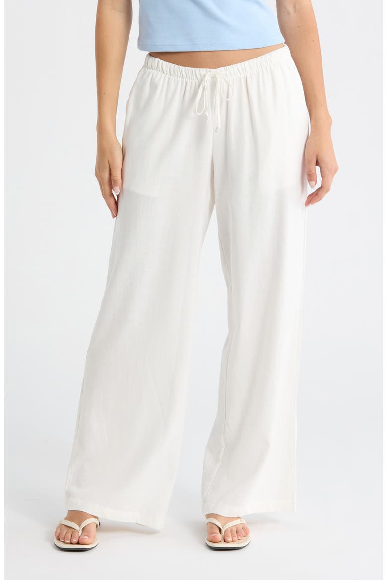 Alisa Linen Blend Wide Leg Pants, Main, color, WHITE