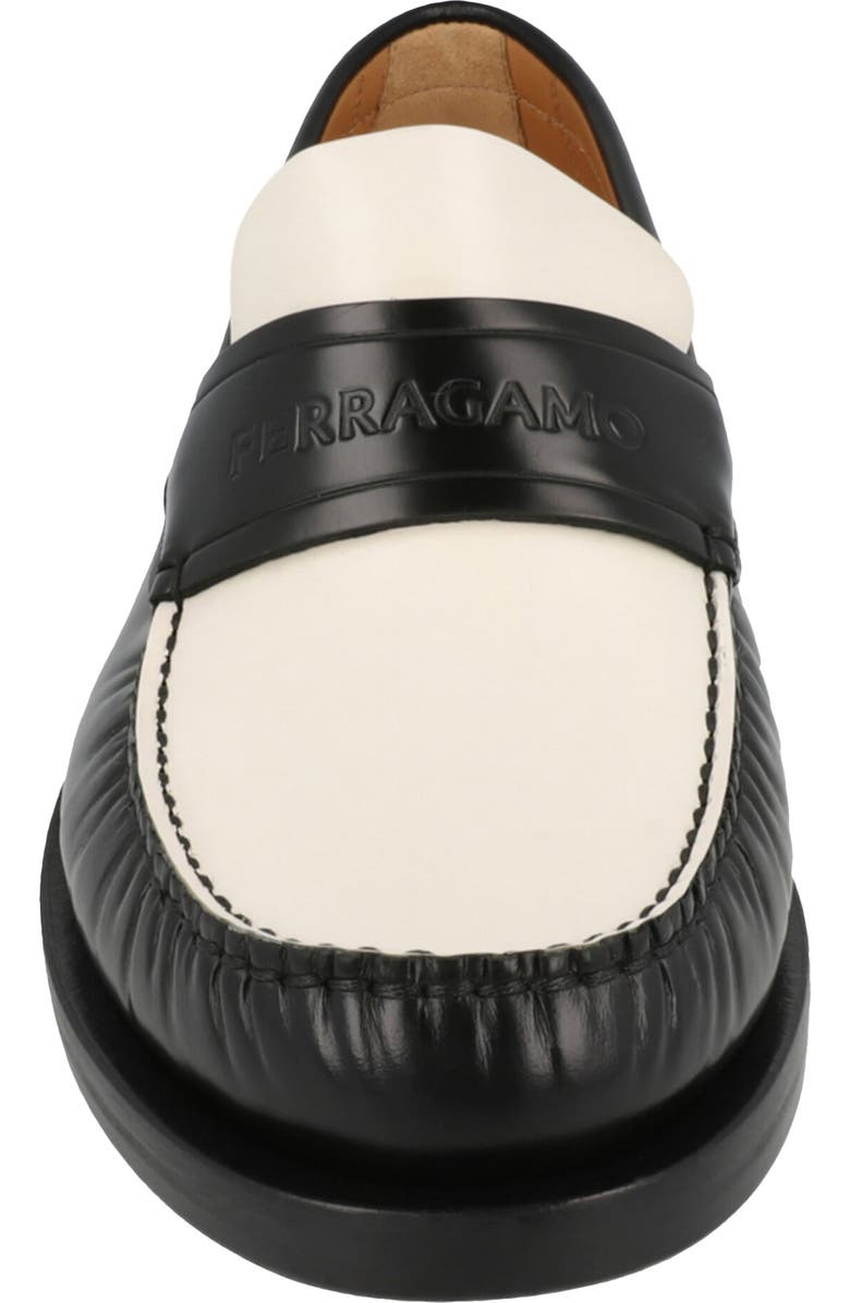 FERRAGAMO Fillmore Embossed Moc Toe Loafer, Alternate, color, Black