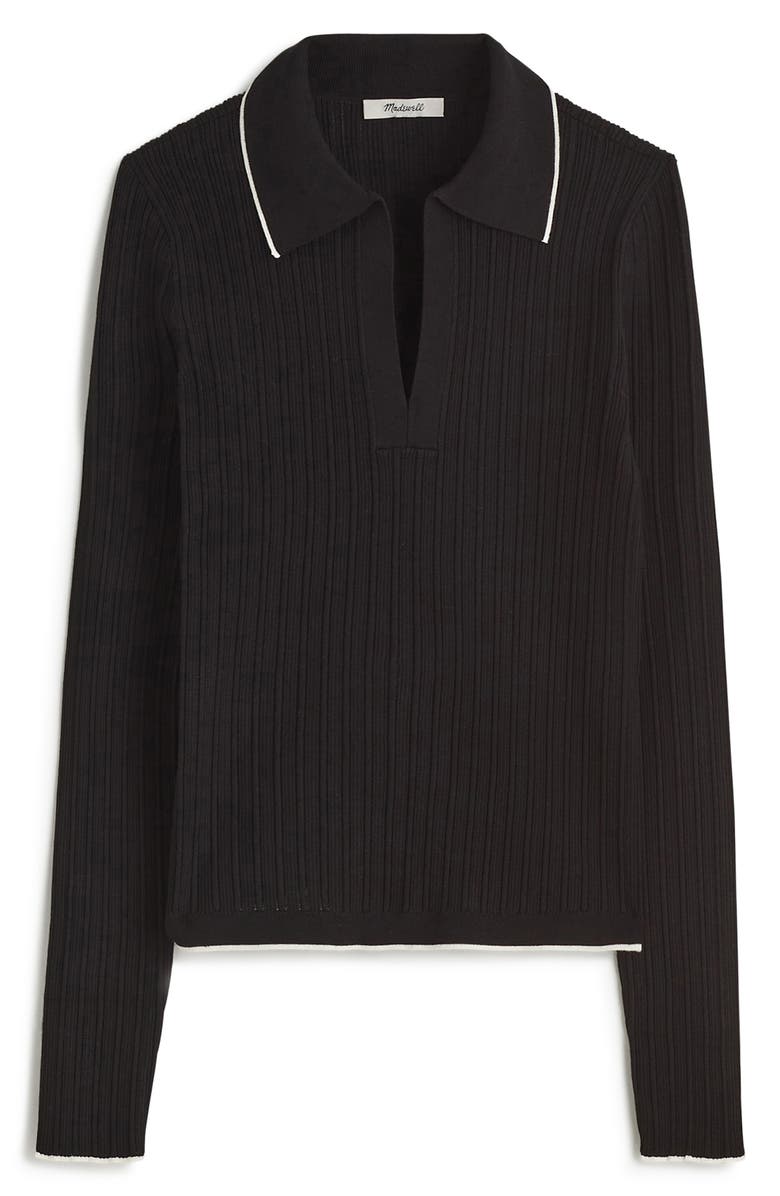 Madewell The Signature Knit Johnny Collar Sweater, Main, color, Abyss Combo