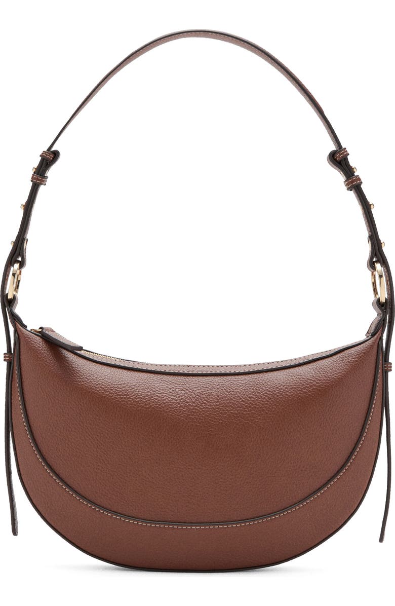 MANGO Oval Faux Leather Shoulder Bag, Main, color, Leather
