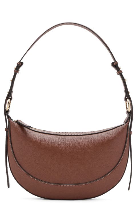 Oval Faux Leather Shoulder Bag