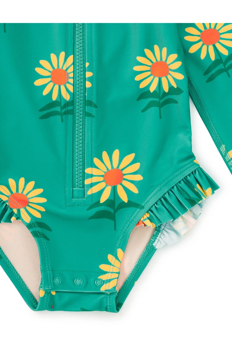 Tea Collection Rash Guard Baby Swimsuit, Alternate, color, Sunflowers
